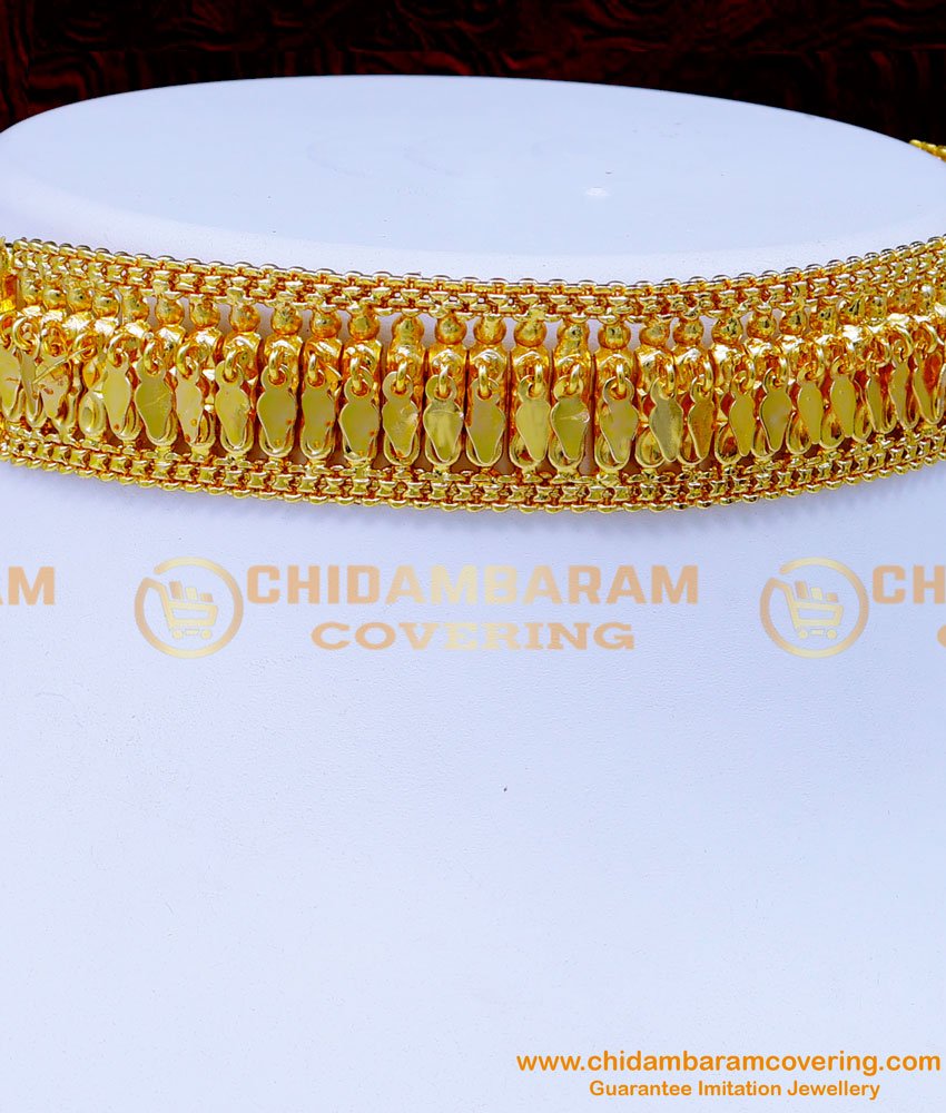 NLC1257 - Kerala Jewellery Single Line Elakkathali Necklace Gold Design Online 