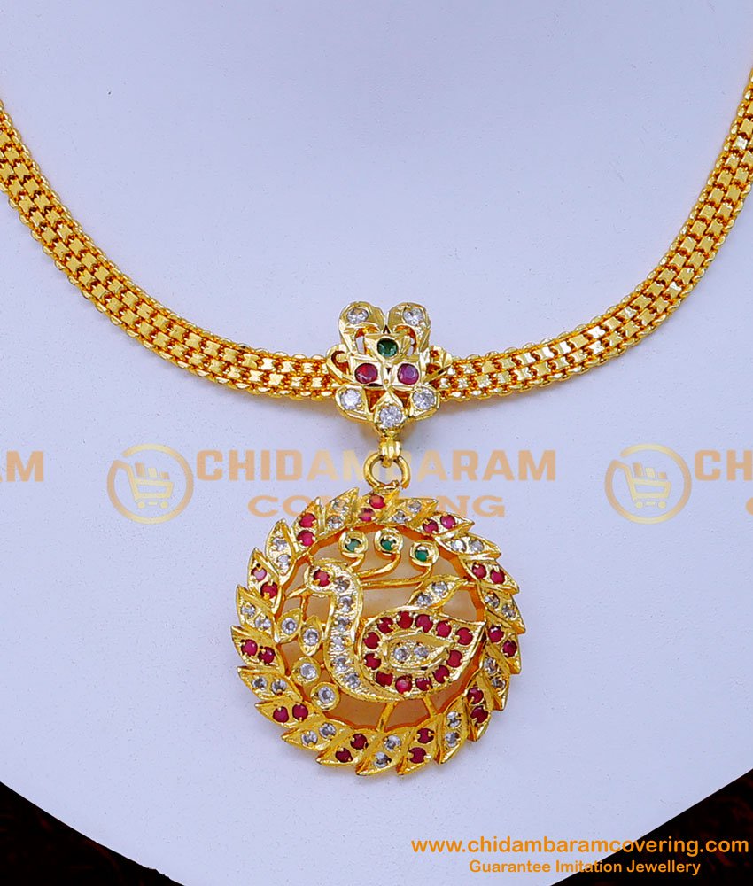 NLC1258 - Attractive Peacock Design Impon Attigai Necklace Online
