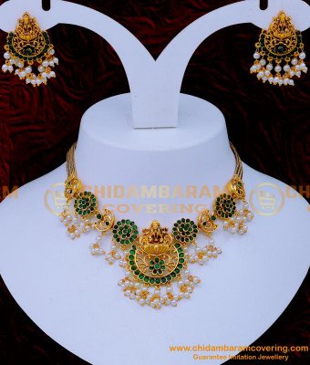 NLC1269 - South Indian Lakshmi Design Antique Temple Necklace Set 
