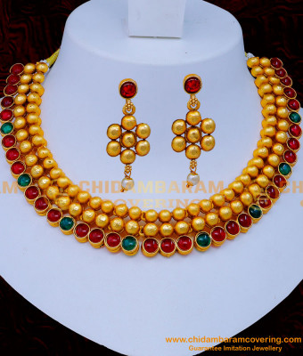 NLC1273 - Latest Models Antique Necklace Designs with Earrings Online