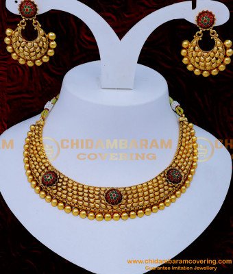 NLC1276 - Best Quality Antique Gold Necklace Latest Design for Wedding 