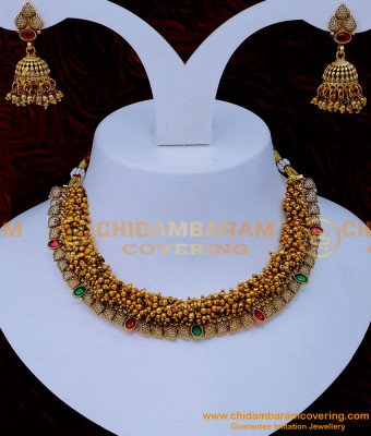 NLC1277 - Modern Gold Necklace Designs Antique Jewellery Necklace Set 