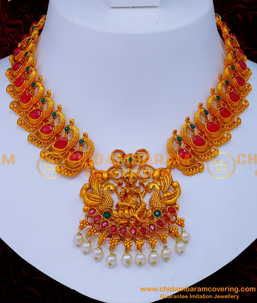 NLC1280 - South Indian Artificial Temple Jewellery Necklace Online India 