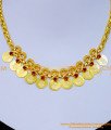 NLC1285 - Latest Ruby Stone Gold Plated Lakshmi Kasu Necklace Designs