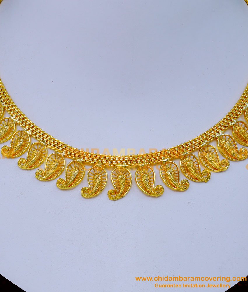NLC1288 - Beautiful Mango Design Gold Plated Necklace for Wedding