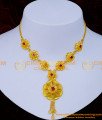 NLC1290 - Unique Flower Design Ruby Stone Gold Plated Necklace Online