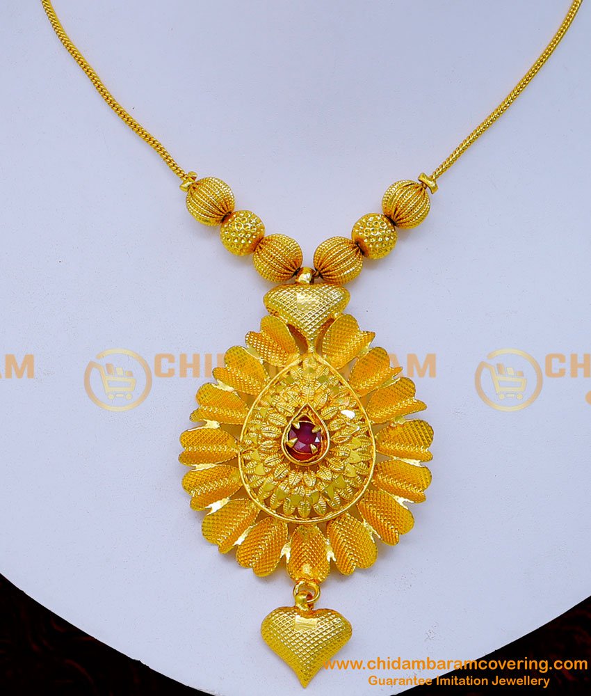 NLC1291 - Latest Light Weight Ruby Stone Necklace Designs for Ladies