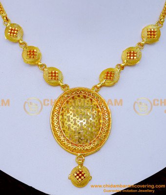 NLC1292 - Gold Design One Gram Gold Simple Necklace Designs Online