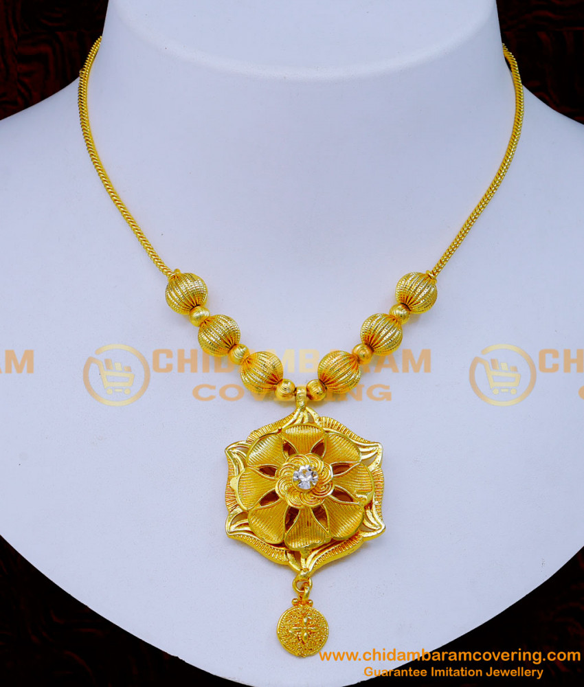 NLC1293 - Simple Modern White Stone Necklace Designs for Women