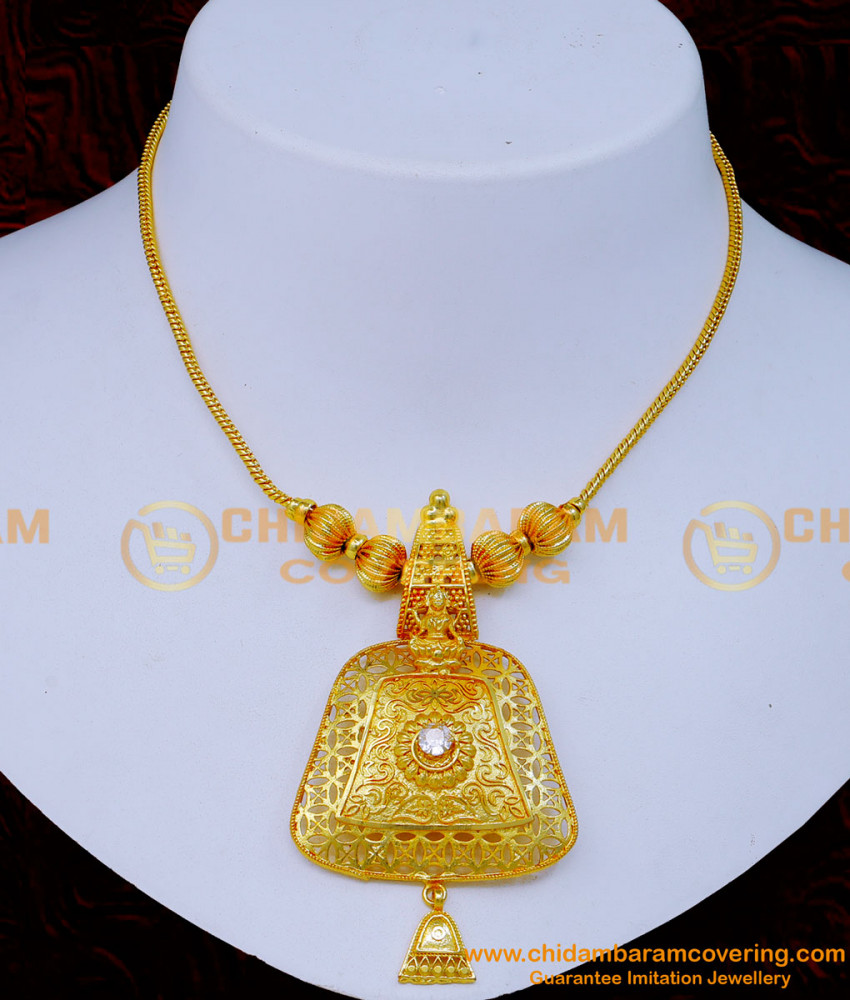 NLC1295 - New Model Simple White Stone Gold Necklace Designs for Wedding