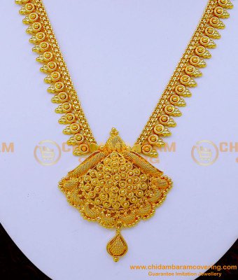 NLC1296 - Traditional Gold Design V Shape Gold Plated Necklace Design
