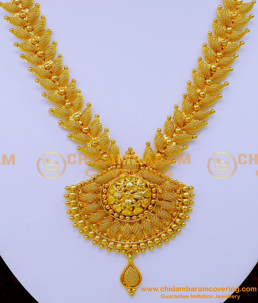 NLC1297 - Trendy Net Pattern Leaf Design V Shape Necklace Design Online