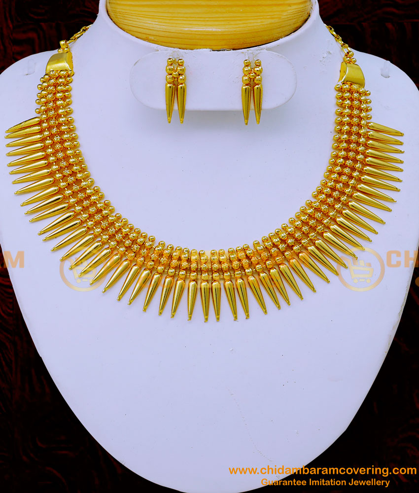 NLC1299 - Traditional Kerala Mullamuttu Necklace Design for Wedding 