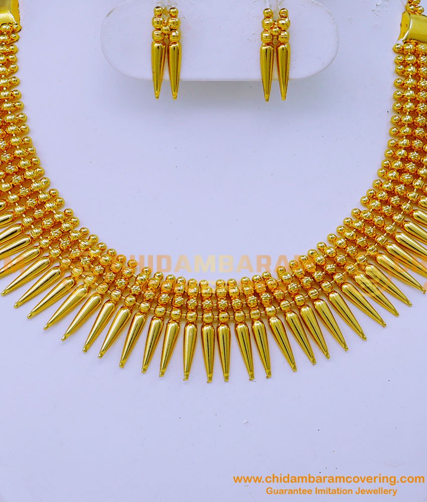 NLC1299 - Traditional Kerala Mullamuttu Necklace Design for Wedding 