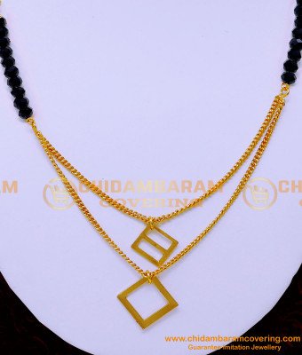 NLC1301 - Stylish Black Crystal Beads Necklace with Gold Pendant Design