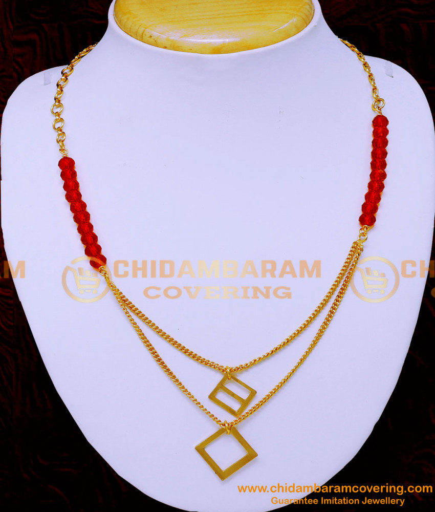 NLC1302 - Simple Crystal Beads Jewellery Necklace Designs for Girls