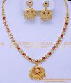 NLC1307 - Traditional White and Ruby Gold Impon Necklace Set for Wedding