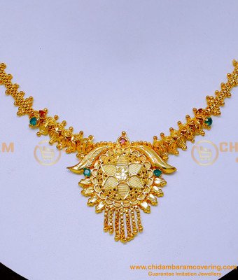 NLC1313 - Gold Design Simple Stone Necklace Design for Wedding 
