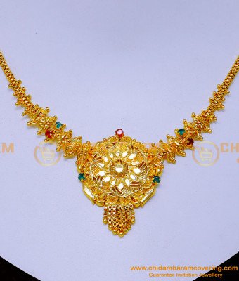 NLC1314 - Bridal Wear Latest Gold Stone Necklace Designs Online