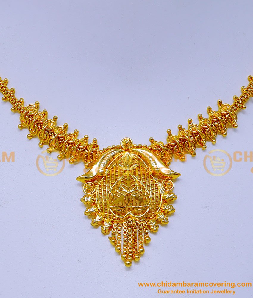 NLC1317 - Indian Bridal Wedding 1 Gram Gold Simple Necklace Designs