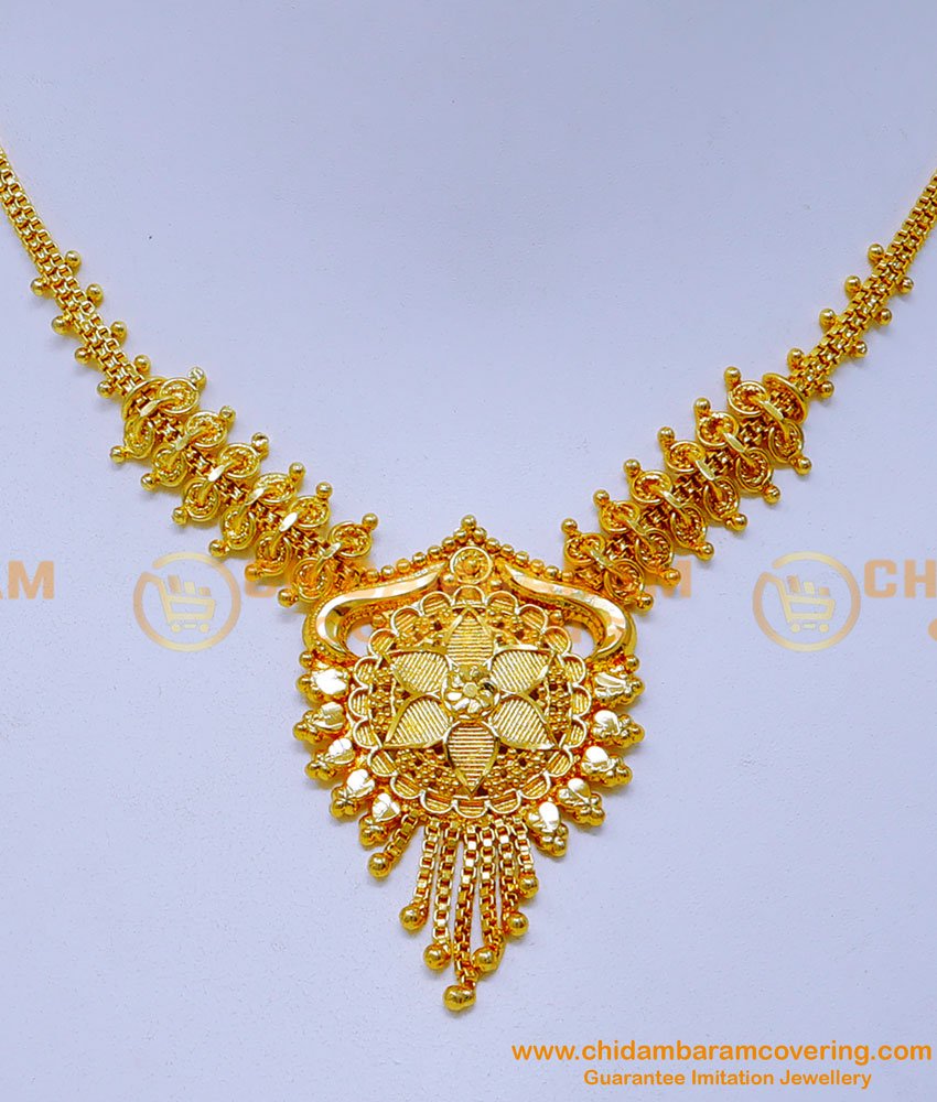 NLC1321 - Simple Bridal Necklace Gold Plated Necklace Designs