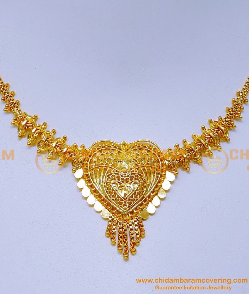 NLC1322 - Traditional One Gram Gold Jewellery Plain Necklace Online