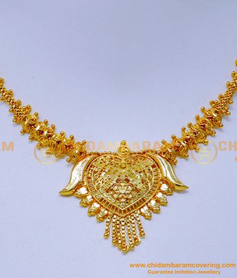 NLC1323 - Gold Plated Wedding Gold Necklace Design Without Stone 