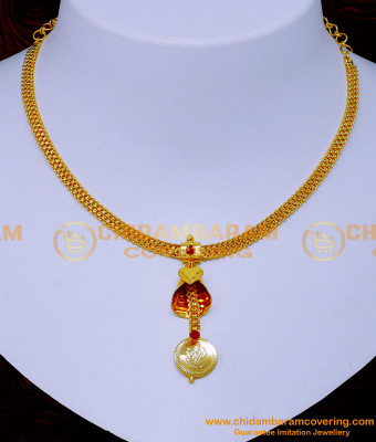 NLC1325 - Simple Lakshmi Coin Necklace Latest One Gram Jewellery