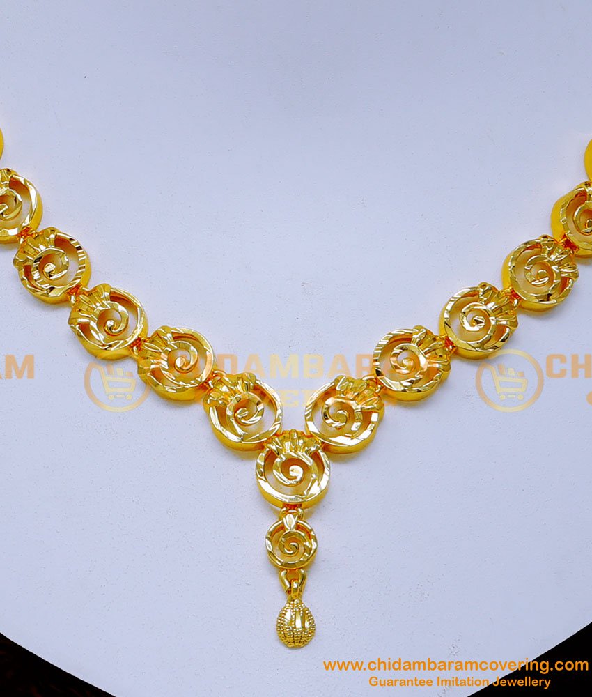 NLC1326 - Modern Gold Necklace Design 1 Gm Gold Jewellery Online