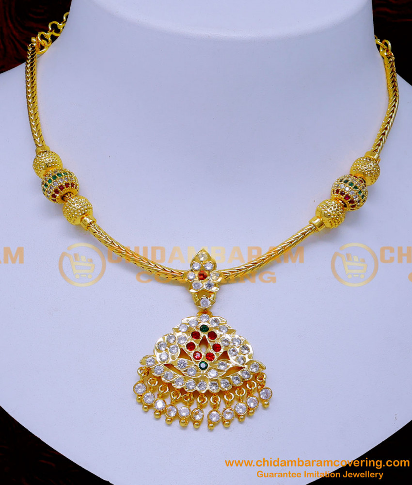 NLC1331 - Indian Bridal Stone Necklace Impon Attigai Online Shopping 