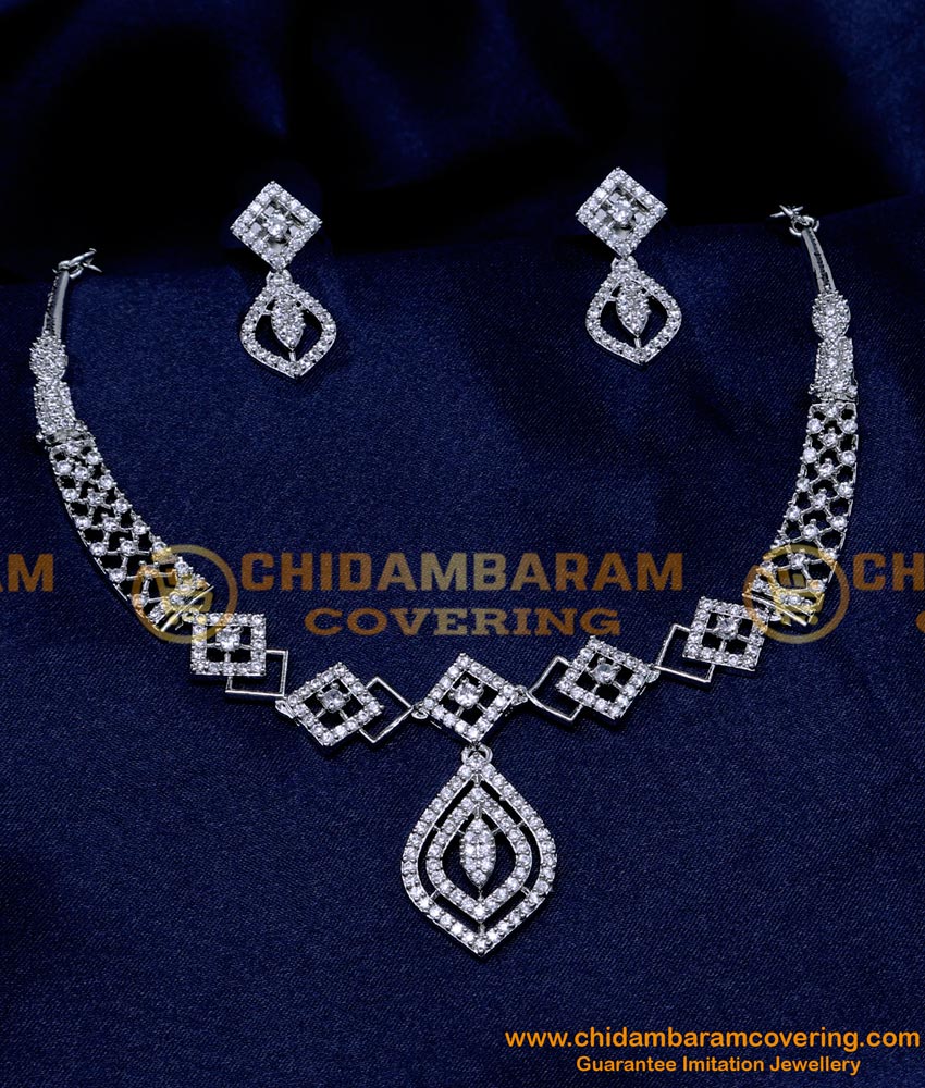 NLC1336 - Diamond Necklace Set with Earrings Imitation Jewellery