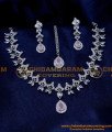 NLC1337 - Latest White Stone Diamond Necklace Set for Wedding