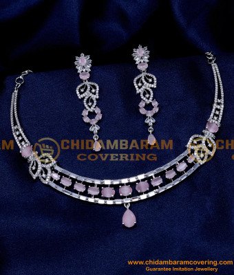 NLC1338 - Beautiful White Stone Necklace Set for Wedding