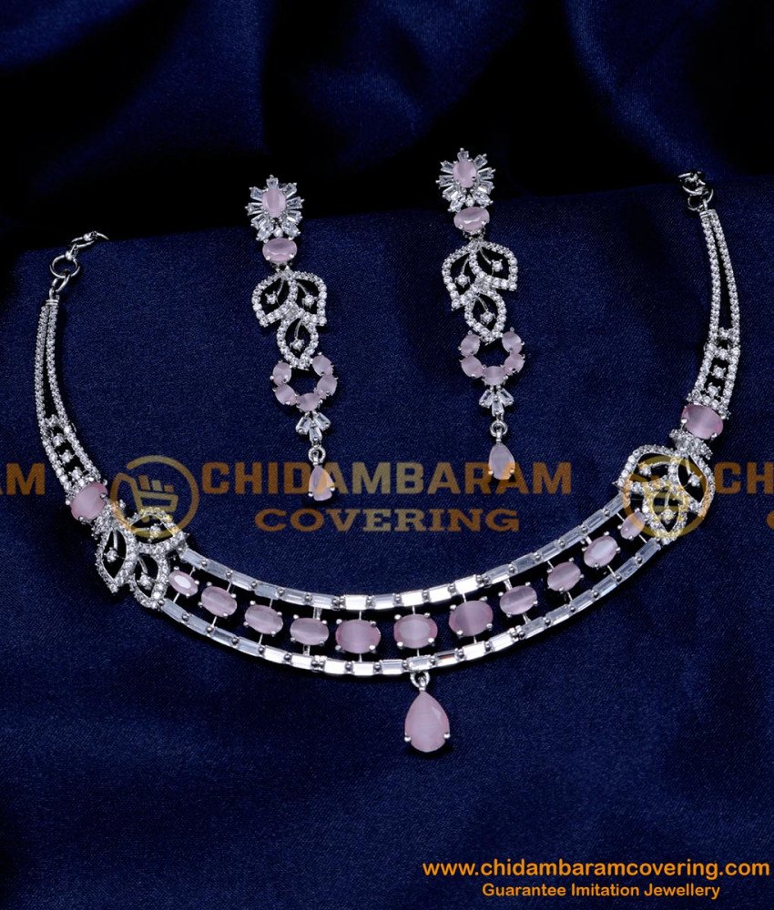 NLC1338 - Beautiful White Stone Necklace Set for Wedding