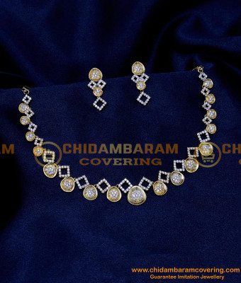 NLC1340 - Unique New Model White Stone Necklace Set for Wedding