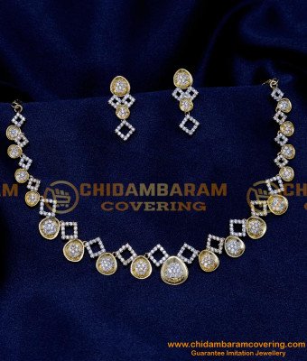 NLC1340 - Unique New Model White Stone Necklace Set for Wedding