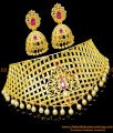 NLC1343 - First Quality Gold Forming Bridal Choker and Necklace Set