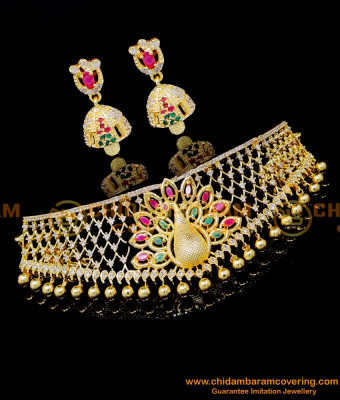 NLC1347 - Beautiful Ad Stone Choker Necklace Set for Lehenga