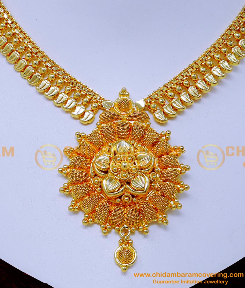 NLC1353 - Beautiful Mango Design Gold Plated Necklace for Girls