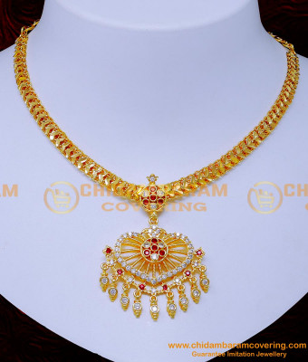 NLC1357 - Latest Heart Design Stone Impon Attigai Online Shopping