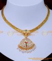 NLC1358 - Impon White Stone with Pearl Necklace Pendant Online
