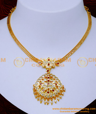 NLC1361 - Impon Attigai Necklace Designs with Stones for Wedding