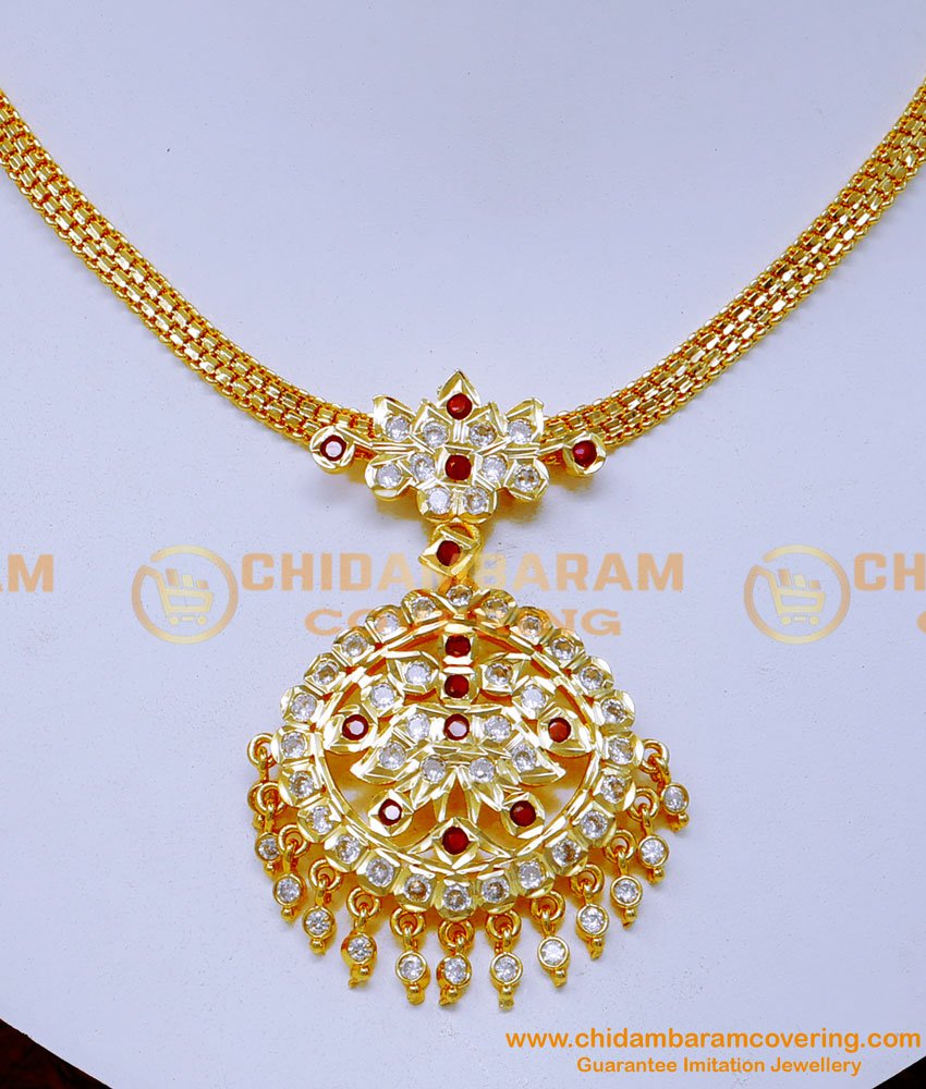 NLC1361 - Impon Attigai Necklace Designs with Stones for Wedding