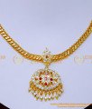 NLC1363 - White Stone Impon Attigai Necklace Design for Wedding