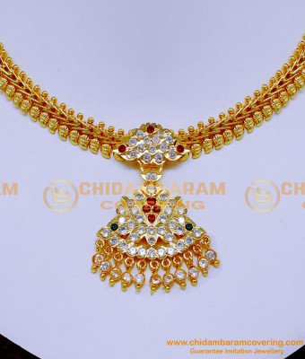 NLC1367 - Traditional Gold Attigai Mango Design Necklace Model