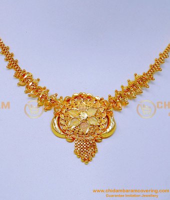 NLC1371 - 1 Gram Gold Simple Gold Necklace Design New Model