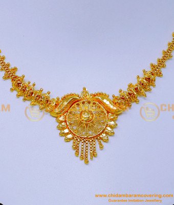 NLC1372 - Simple Daily Use Gold Plated Necklace for Wedding