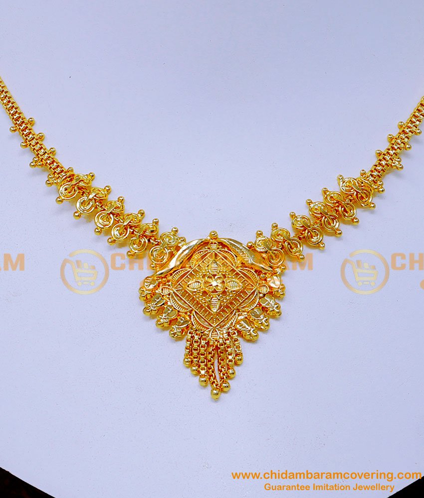 NLC1375 - Simple Light Weight Gold Necklace Design Latest Design