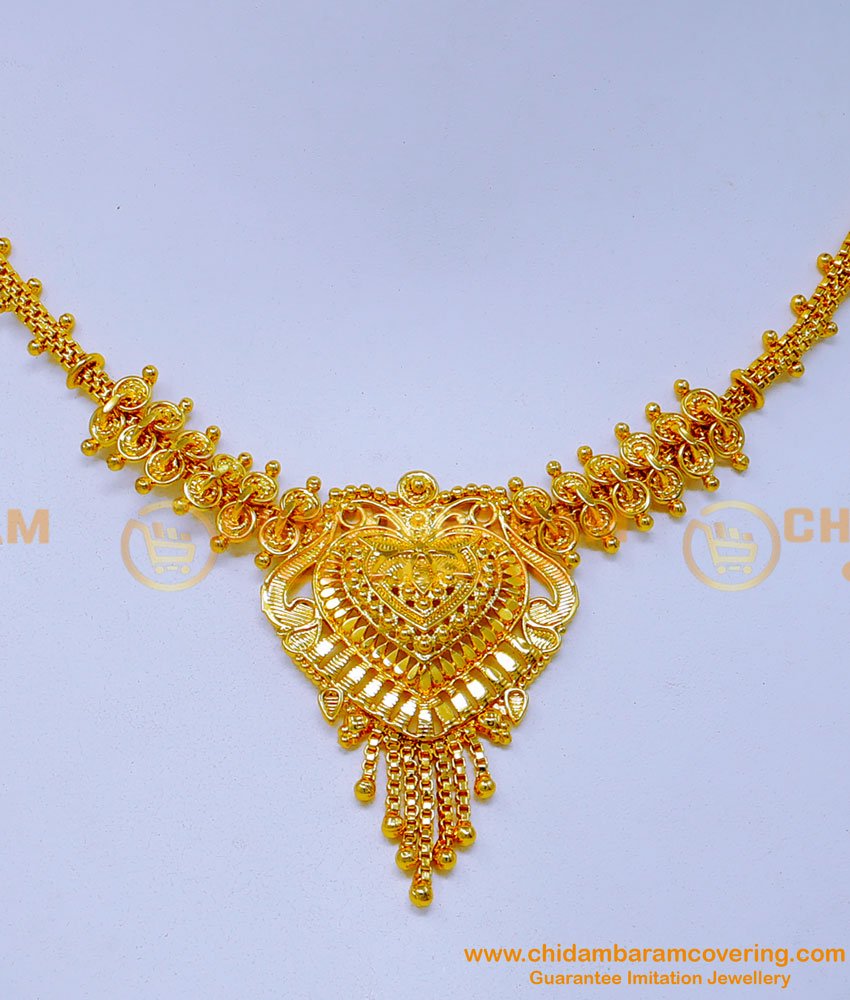 NLC1376 - Gold Covering Wedding Gold Necklace Designs for Girl