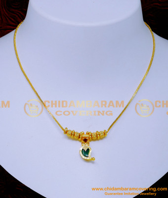 Nlc1379 - Cute Light Weight Single Palakka Necklace Gold Design